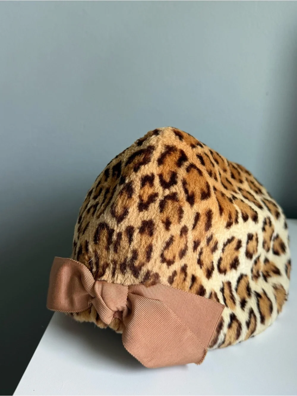 vtg 60s 70s Christine Original leopard print hat cap mcm designer pillbox bow